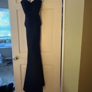 Navy strapless gown